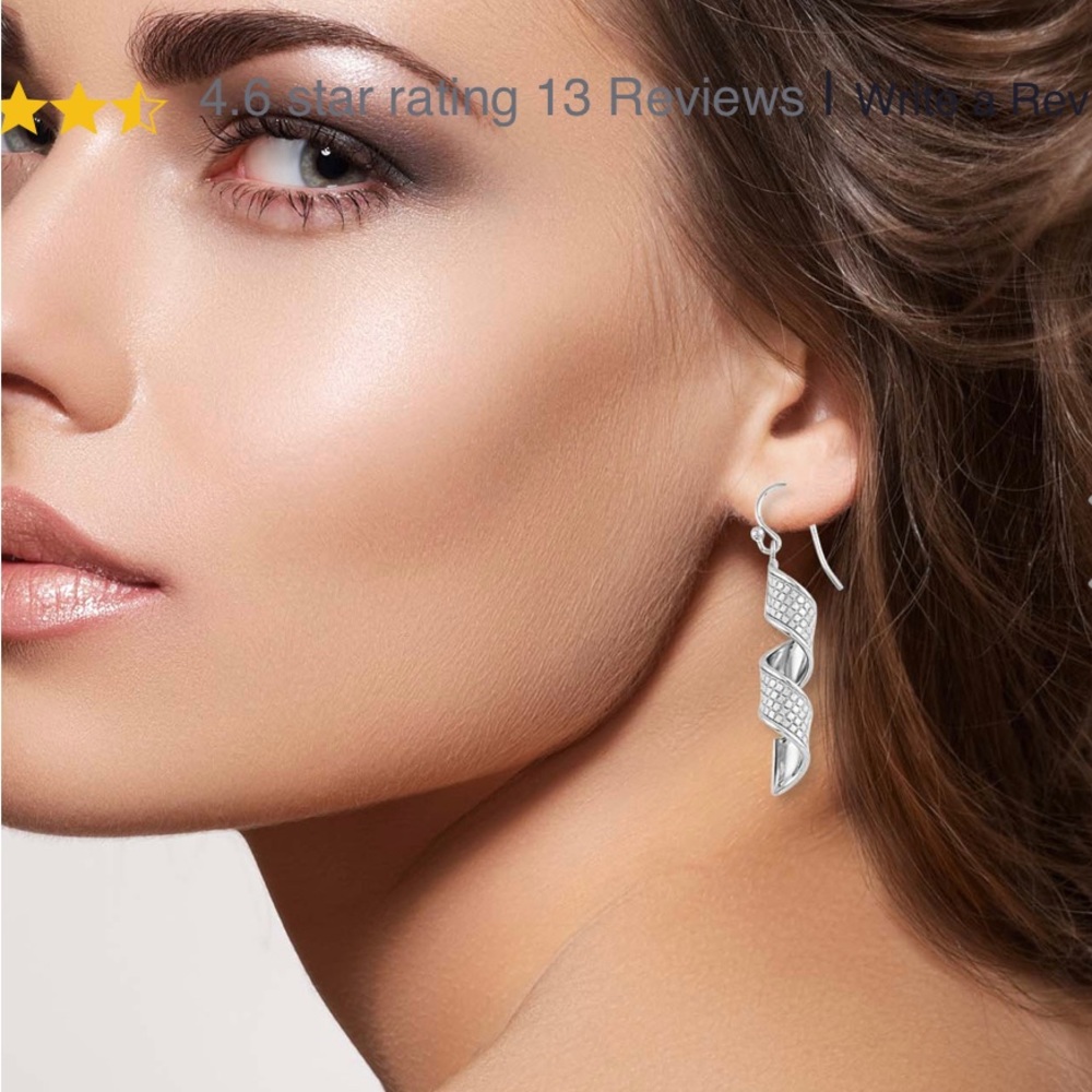 Silver flecked glitter dangle spiral earrings